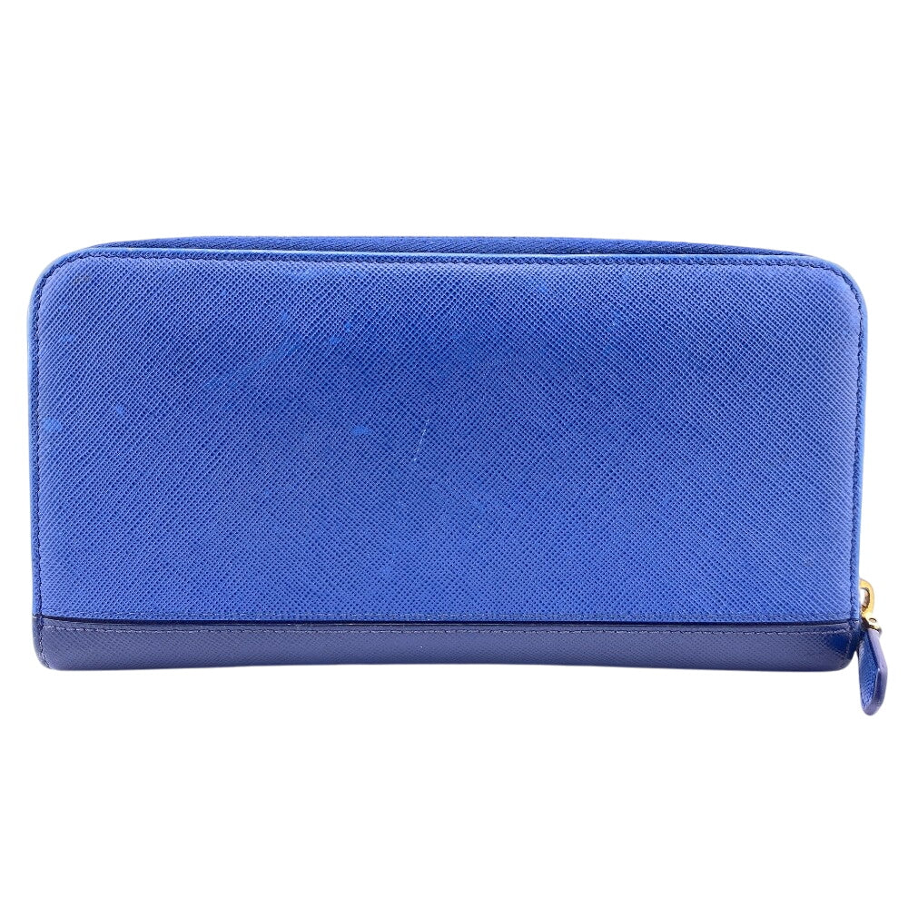 PRADA Long Wallet Purse leather blue Bicolor logo