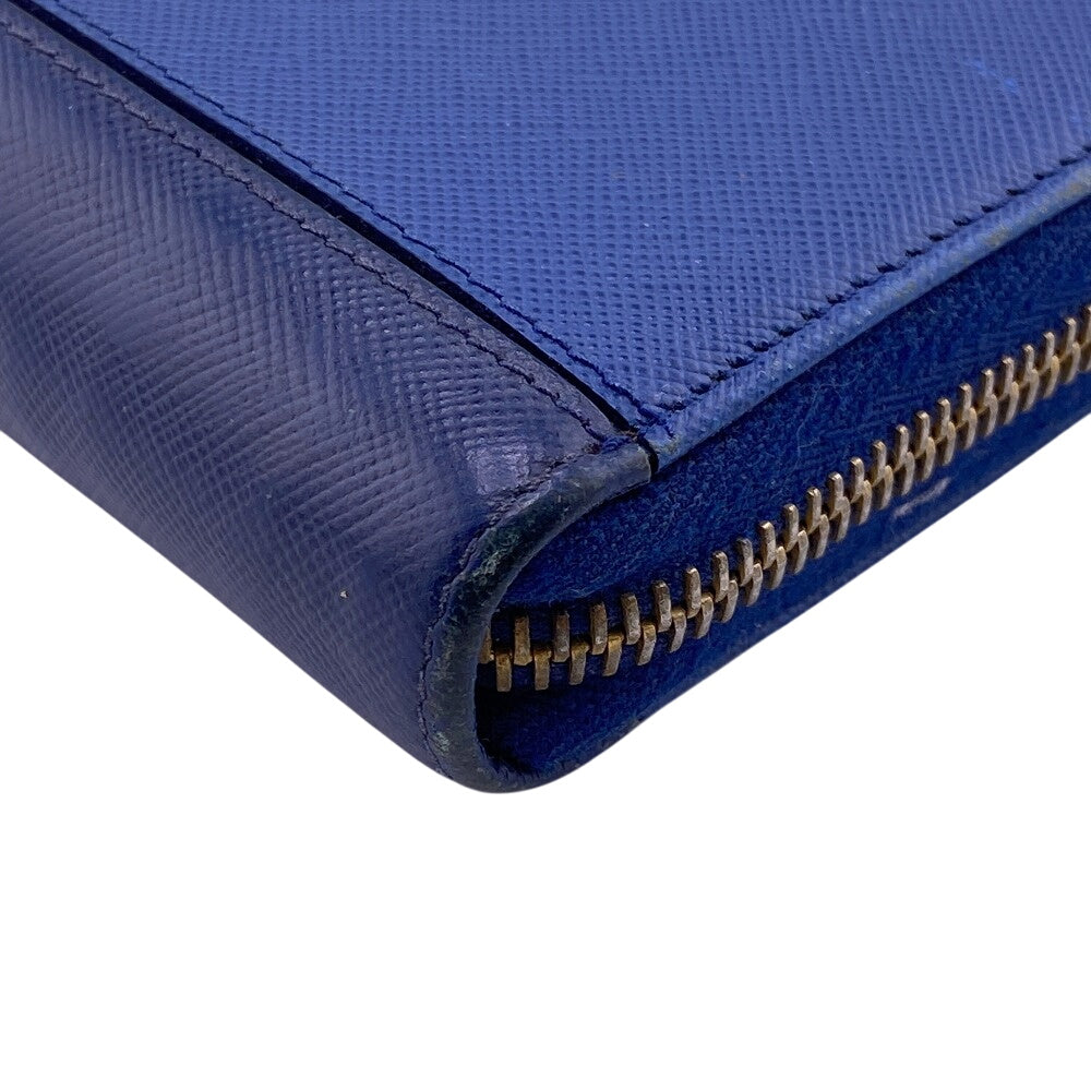 PRADA Long Wallet Purse leather blue Bicolor logo