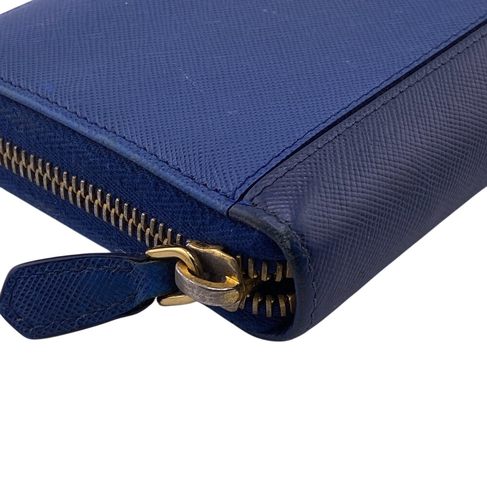 PRADA Long Wallet Purse leather blue Bicolor logo