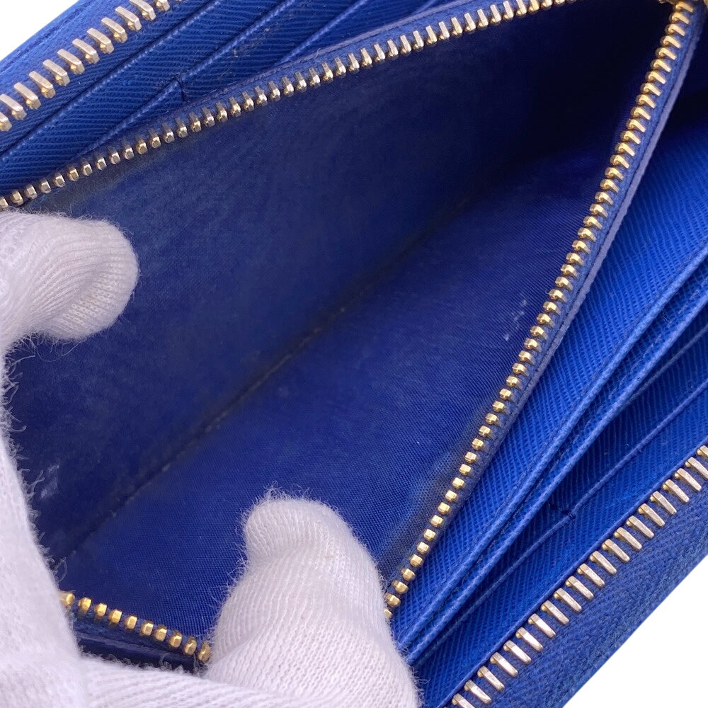PRADA Long Wallet Purse leather blue Bicolor logo