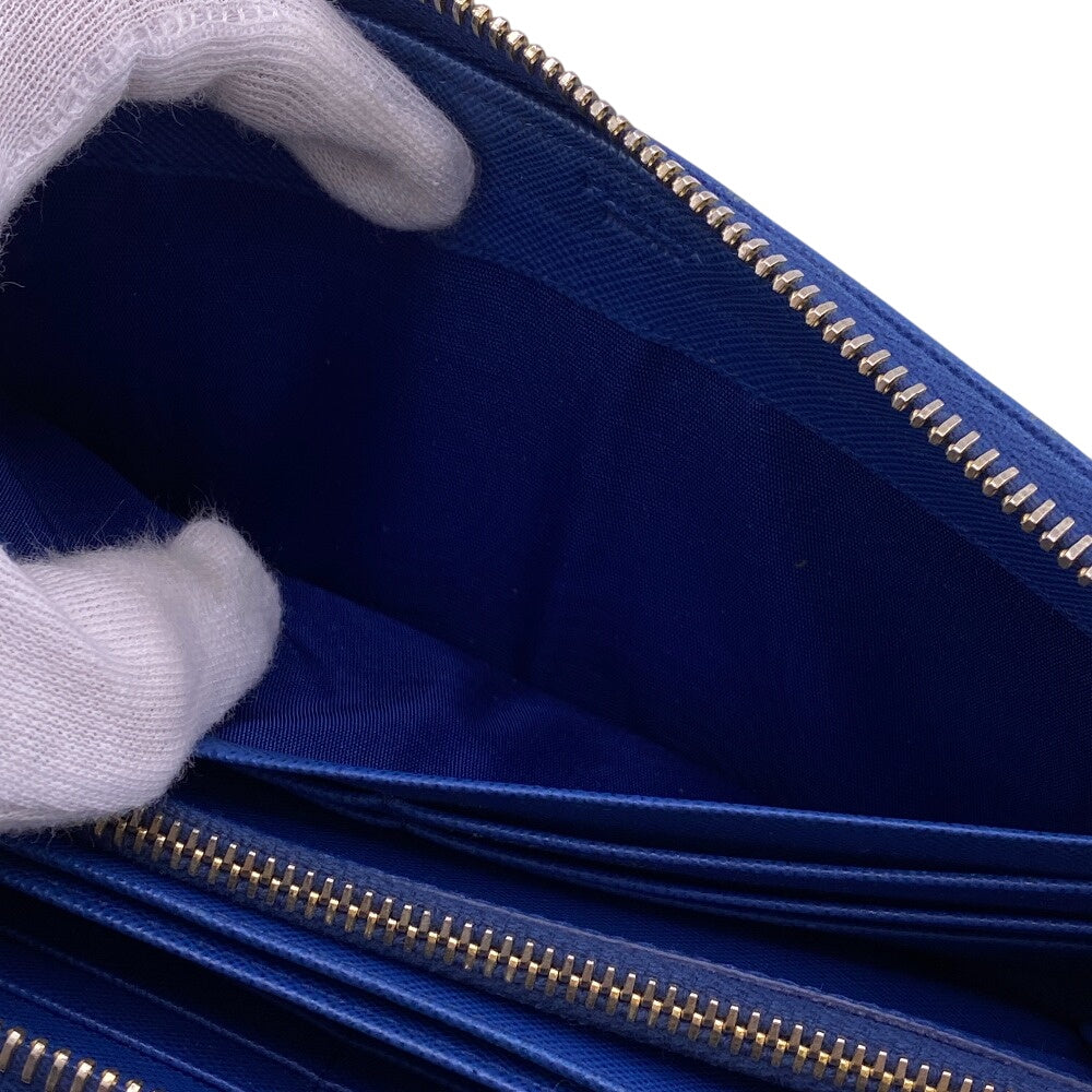 PRADA Long Wallet Purse leather blue Bicolor logo