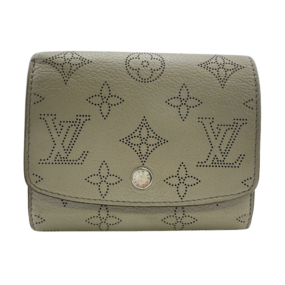 LOUIS VUITTON Bifold Wallet M68671 leather beige Mahina Portefeuille Iris Compact