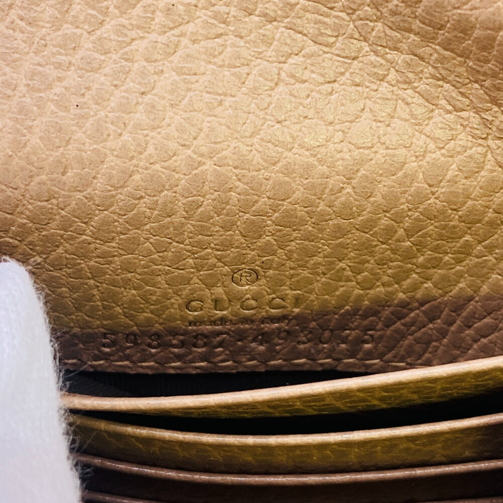 GUCCI Tri-fold wallet 598587 leather beige GG Marmont Double G