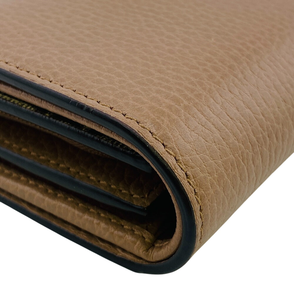 GUCCI Tri-fold wallet 598587 leather beige GG Marmont Double G