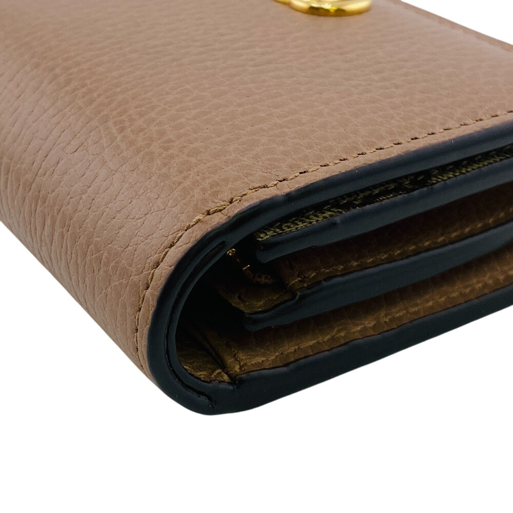 GUCCI Tri-fold wallet 598587 leather beige GG Marmont Double G