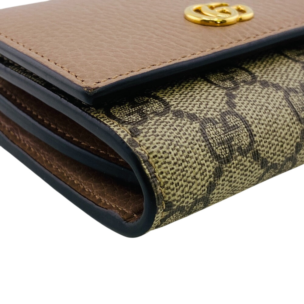GUCCI Tri-fold wallet 598587 leather beige GG Marmont Double G
