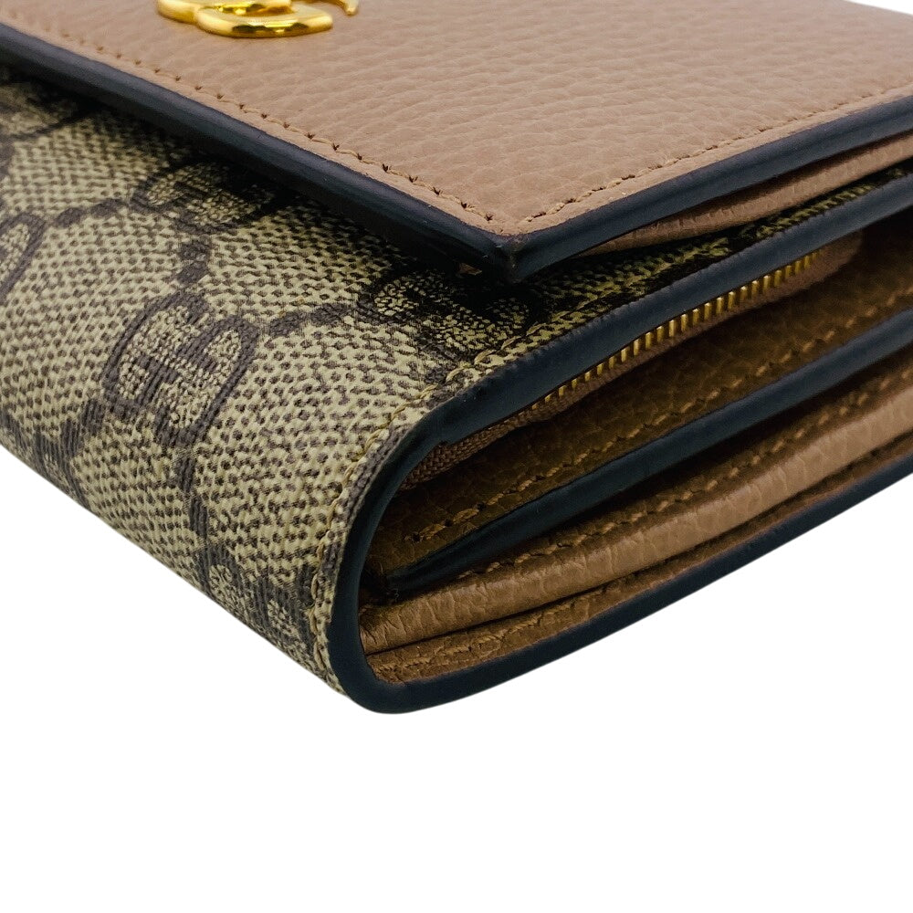 GUCCI Tri-fold wallet 598587 leather beige GG Marmont Double G