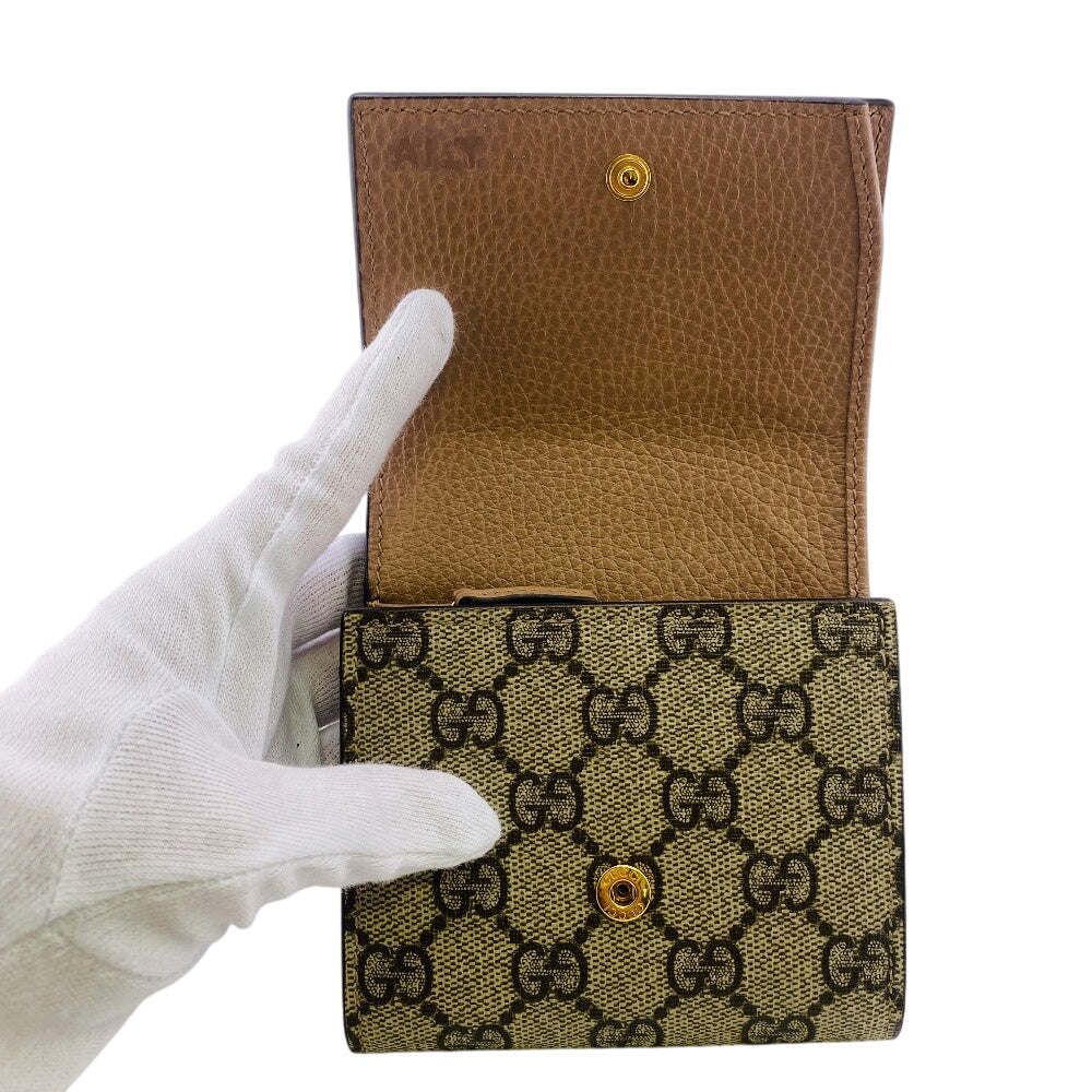 GUCCI Tri-fold wallet 598587 leather beige GG Marmont Double G