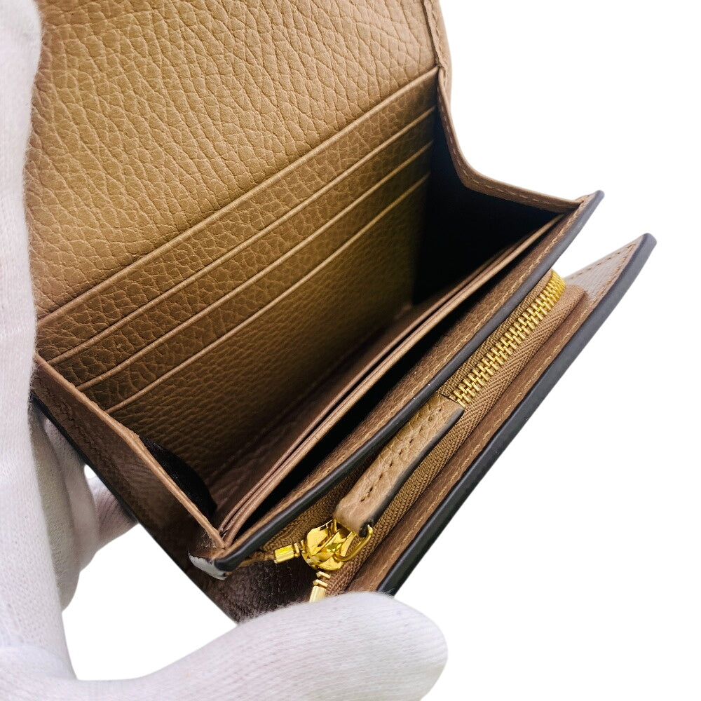 GUCCI Tri-fold wallet 598587 leather beige GG Marmont Double G