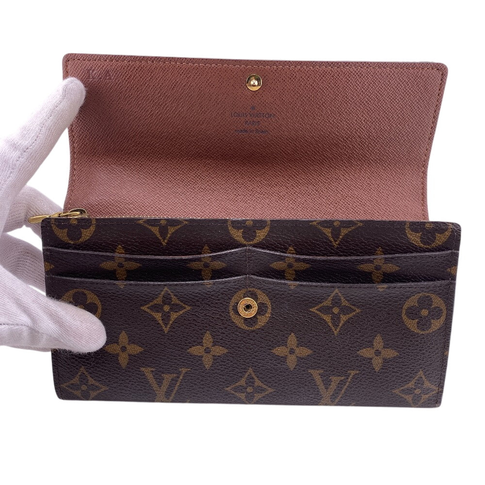 LOUIS VUITTON Long Wallet Purse M61734 leather Brown Monogram Portefeuille Sarah