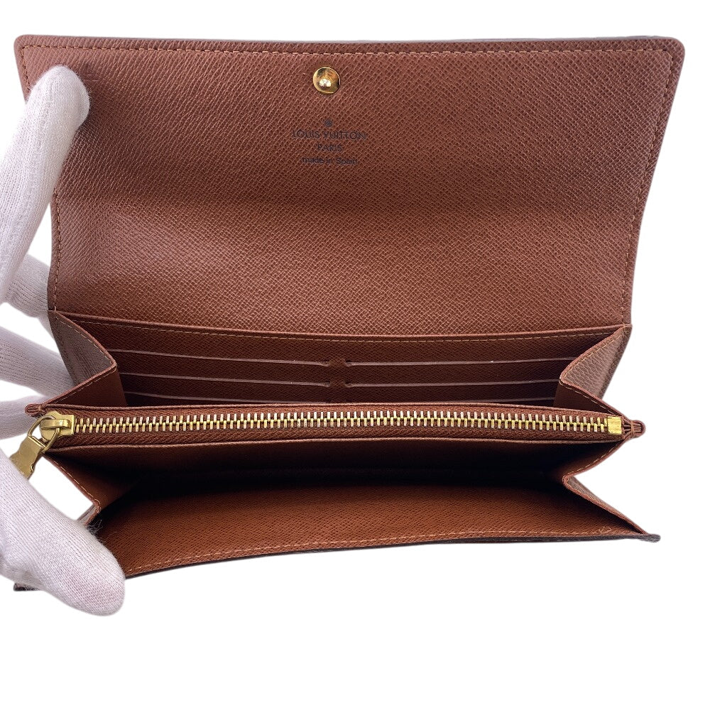 LOUIS VUITTON Long Wallet Purse M61734 leather Brown Monogram Portefeuille Sarah