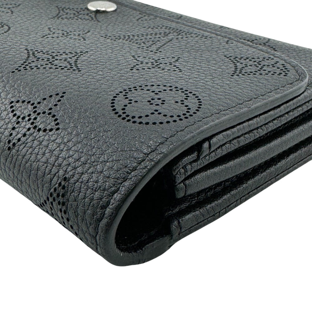 LOUIS VUITTON Long Wallet Purse Mahina, Leather black Monogram Mahina Portefeuille Iris