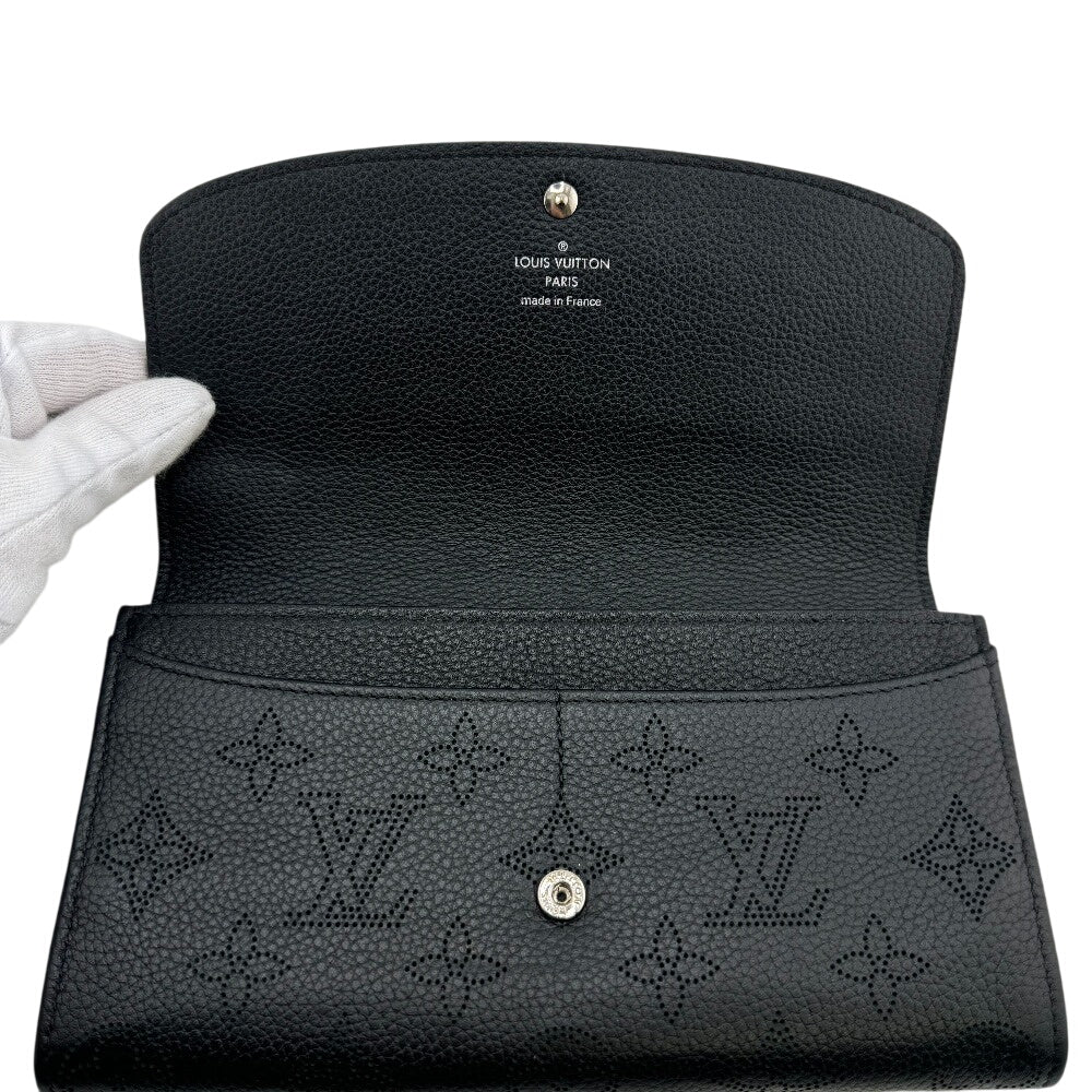 LOUIS VUITTON Long Wallet Purse Mahina, Leather black Monogram Mahina Portefeuille Iris