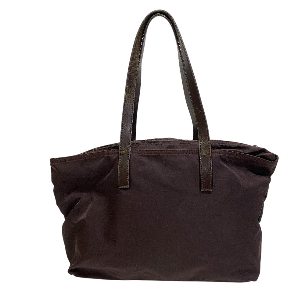 PRADA Tote Bag Nylon, Leather wine-red Triangle logo