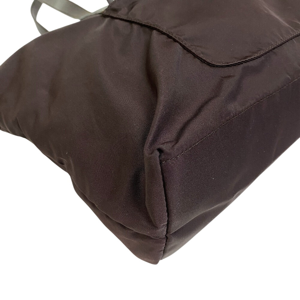 PRADA Tote Bag Nylon, Leather wine-red Triangle logo