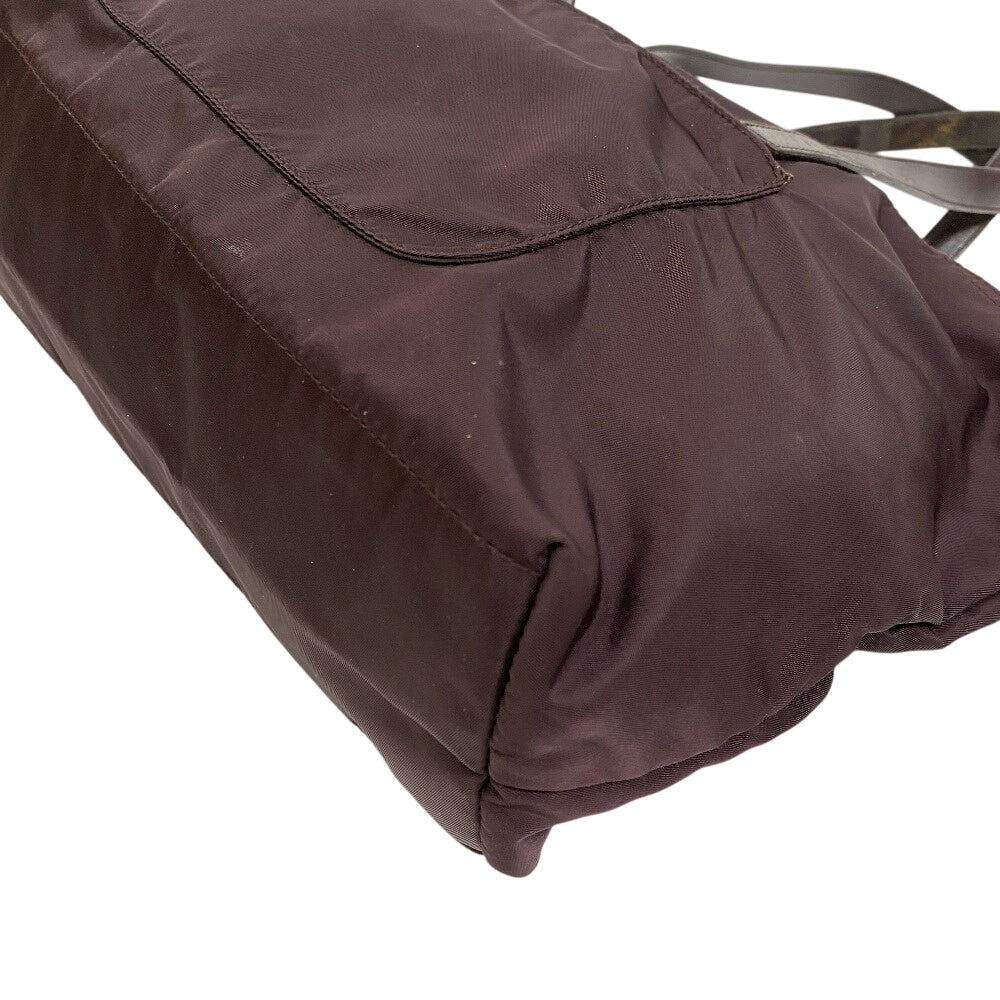 PRADA Tote Bag Nylon, Leather wine-red Triangle logo