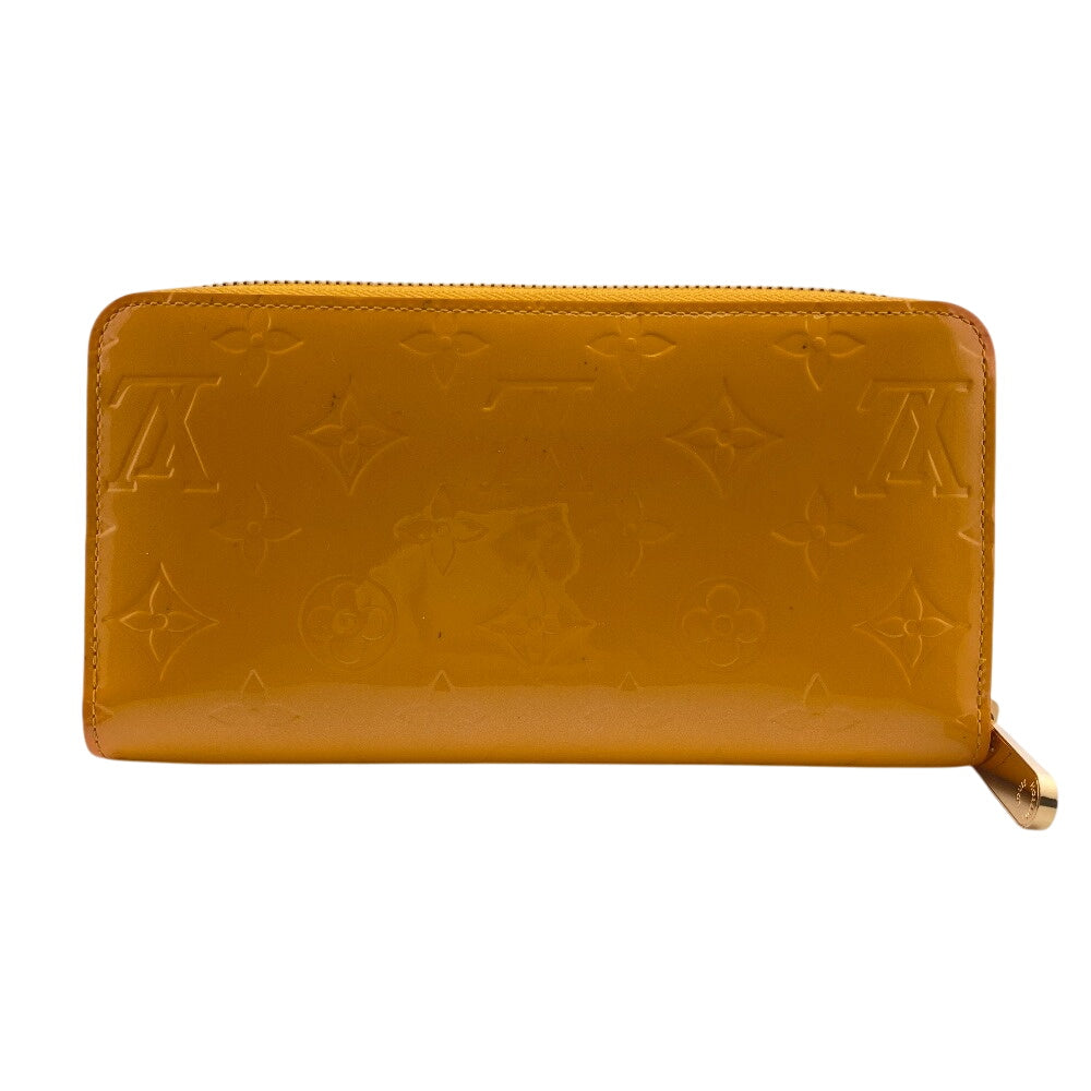 LOUIS VUITTON Long Wallet Purse M91733 Vernis yellow Monogram Vernis Zippy wallet