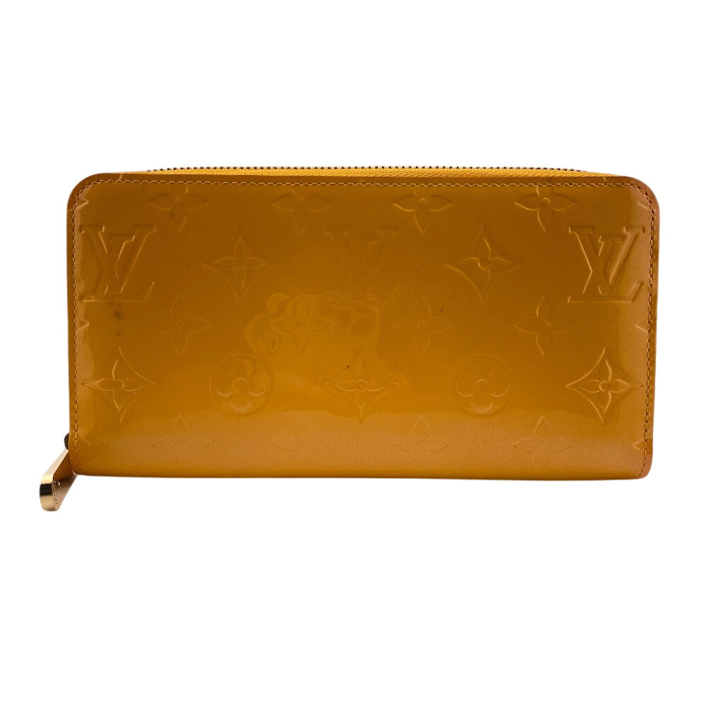 LOUIS VUITTON Long Wallet Purse M91733 Vernis yellow Monogram Vernis Zippy wallet