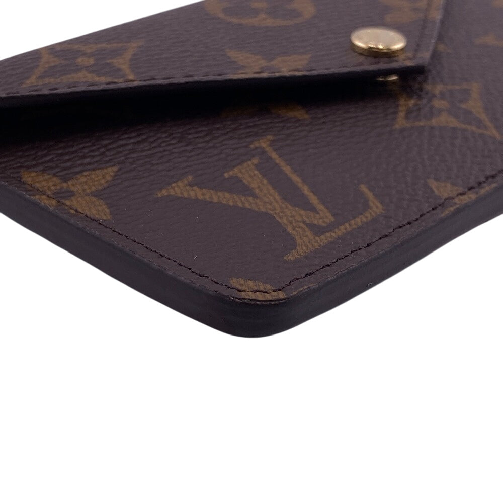 LOUIS VUITTON Coin case leather Brown Monogram Porte Cartes Recto Verso