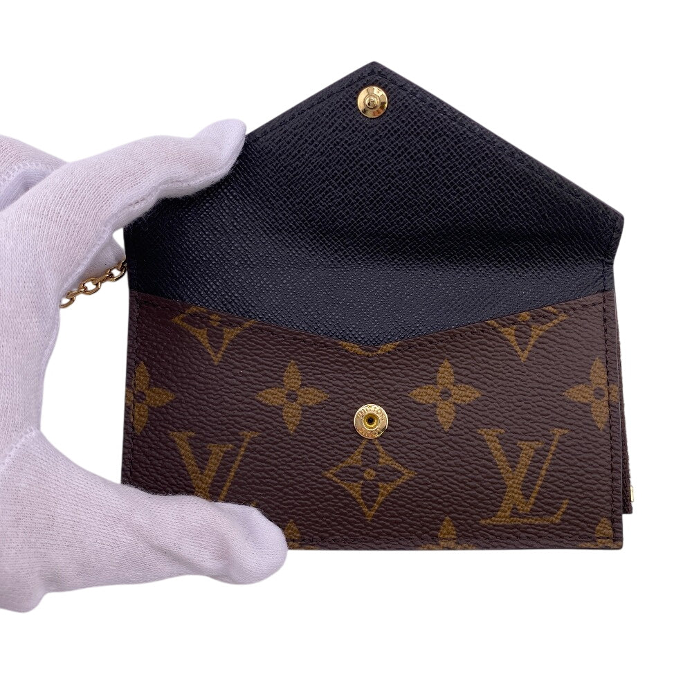 LOUIS VUITTON Coin case leather Brown Monogram Porte Cartes Recto Verso