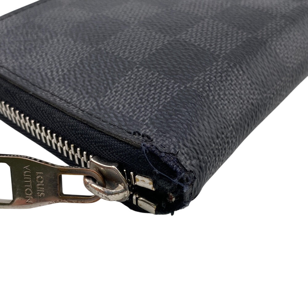 LOUIS VUITTON Long Wallet Purse N63095 leather black Damier Graphite Zippy Wallet Vertical