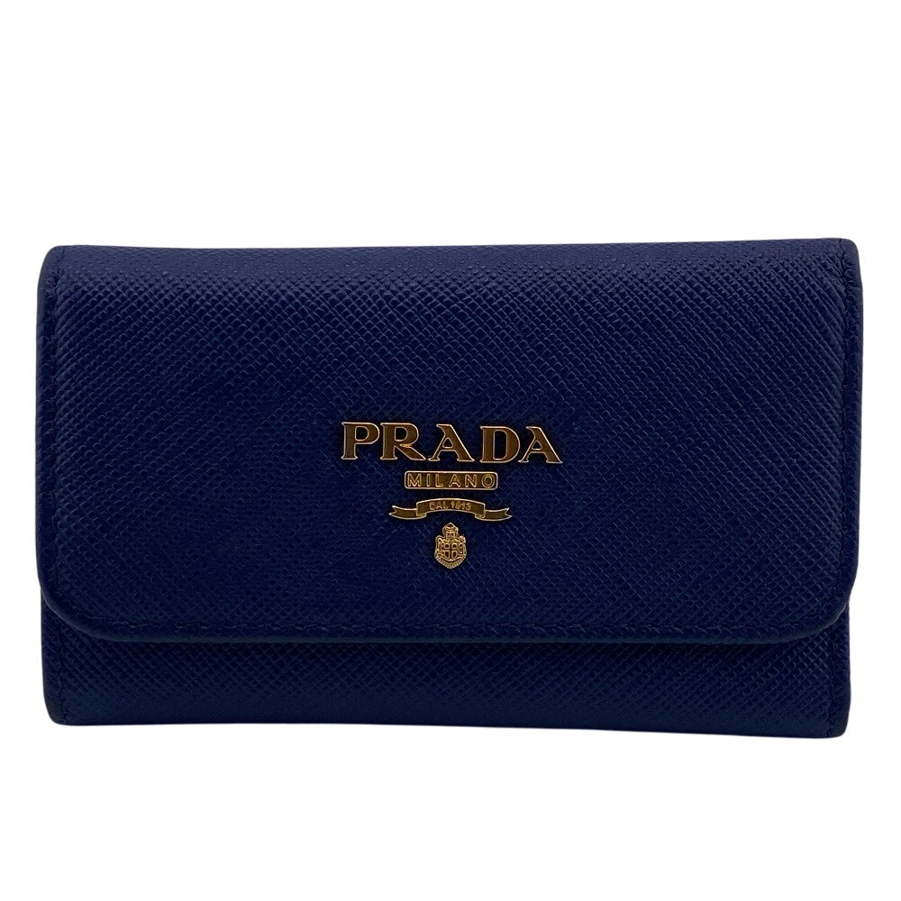 PRADA Key case Key holder 1PG222 leather blue Safiano 6-key case Key holder