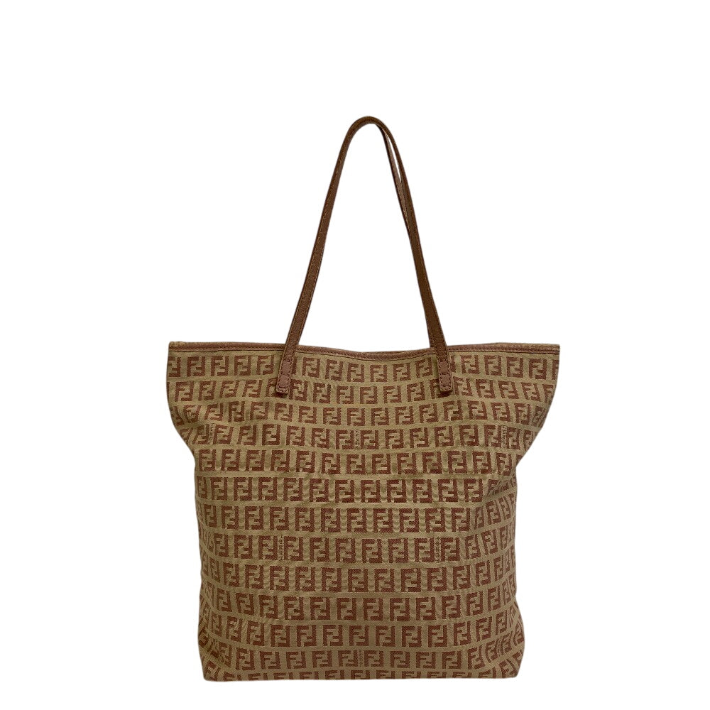 FENDI Tote Bag Canvas, Leather beige ZucchinoPattern