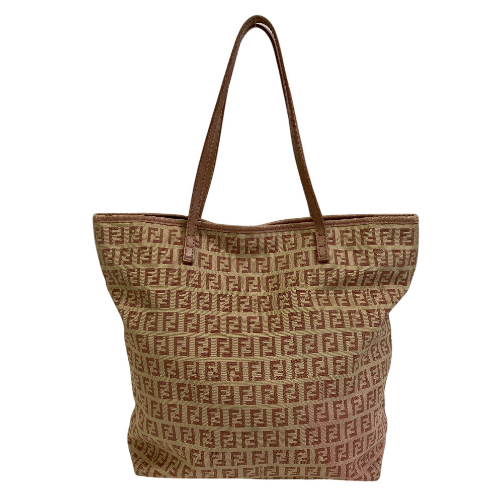 FENDI Tote Bag Canvas, Leather beige ZucchinoPattern