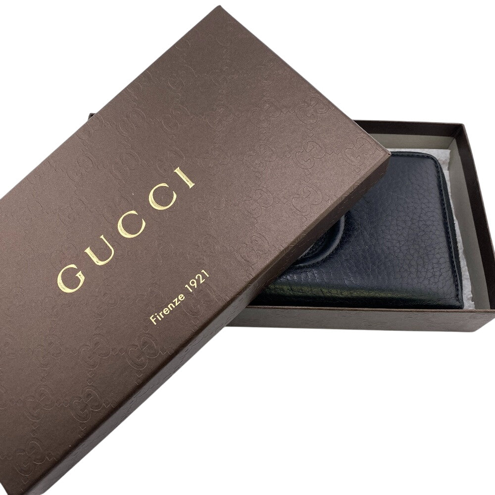 GUCCI Long Wallet Purse 308004 leather black Soho Interlocking G
