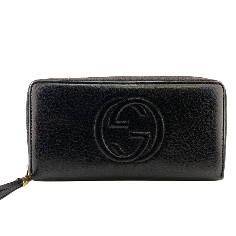 GUCCI Long Wallet Purse 308004 leather black Soho Interlocking G