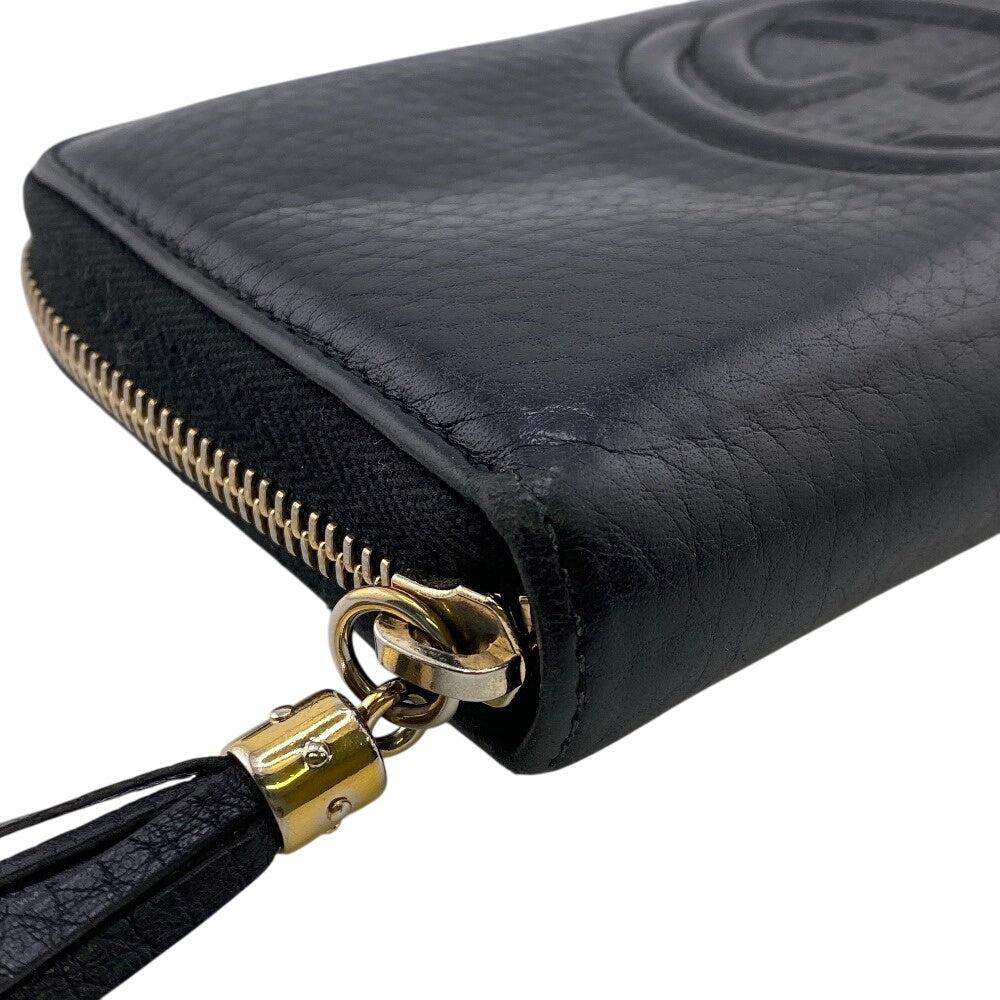 GUCCI Long Wallet Purse 308004 leather black Soho Interlocking G