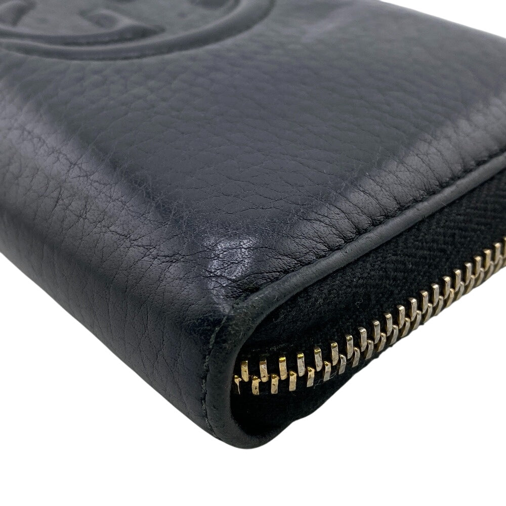 GUCCI Long Wallet Purse 308004 leather black Soho Interlocking G