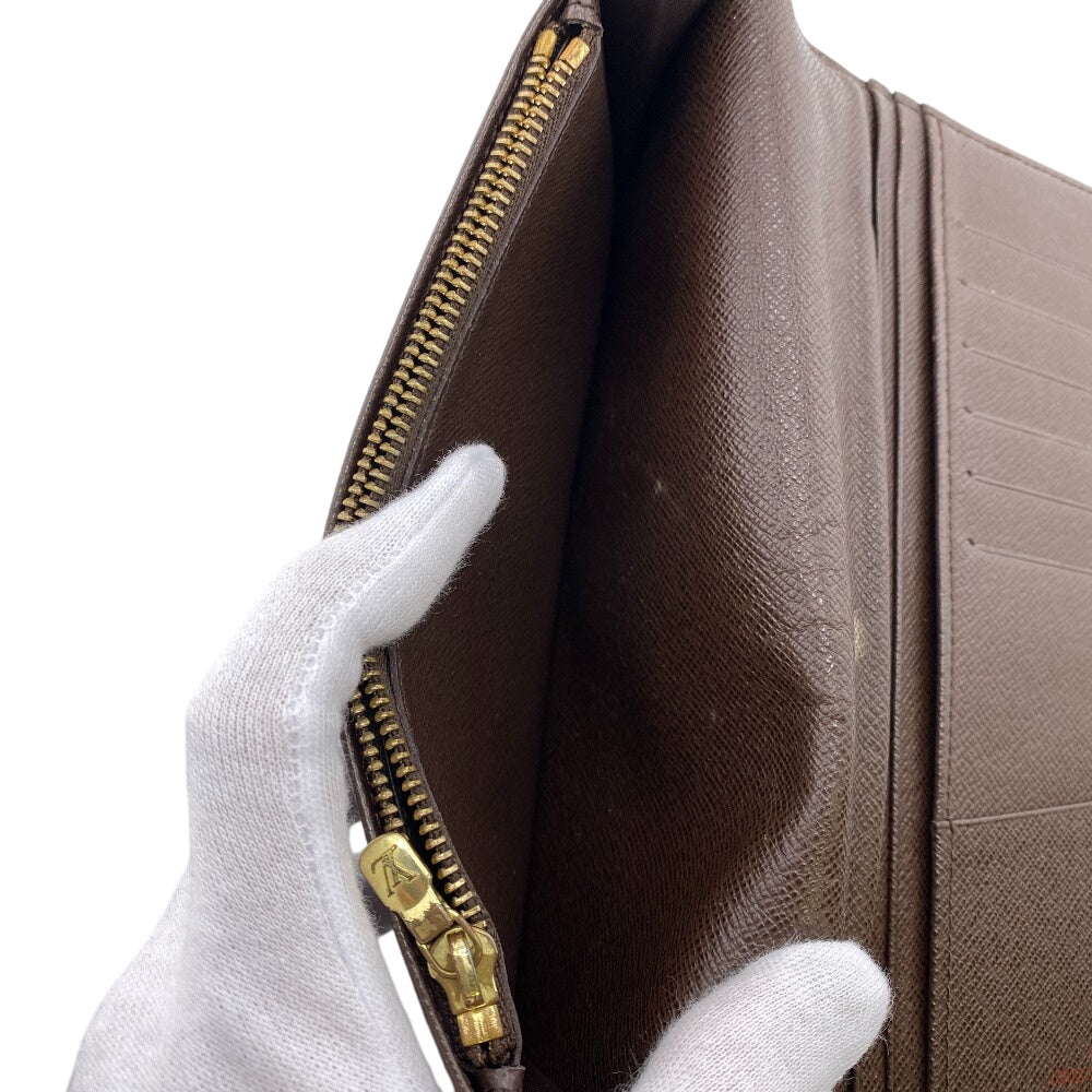 LOUIS VUITTON Long Wallet Purse N60017 leather Brown Damier Ebene Portefeuille Brazza