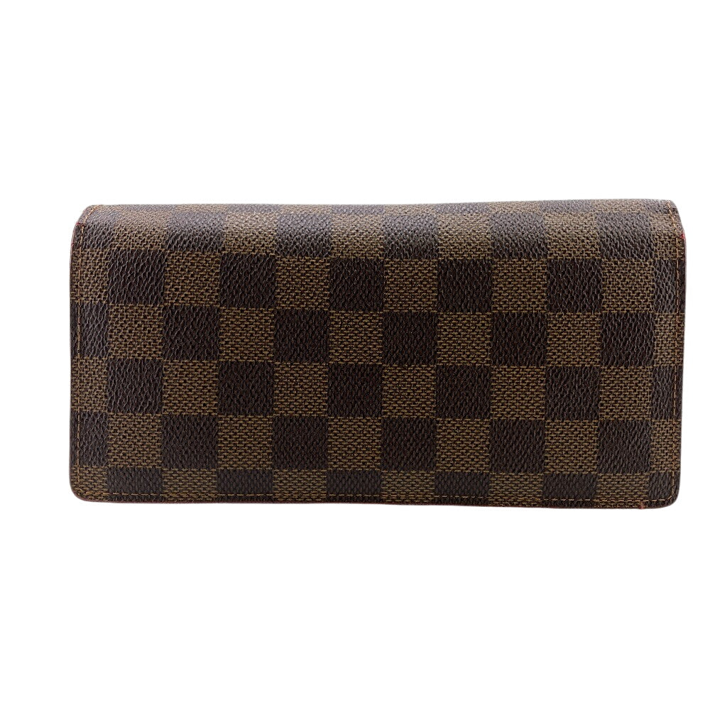 LOUIS VUITTON Long Wallet Purse N60017 leather Brown Damier Ebene Portefeuille Brazza