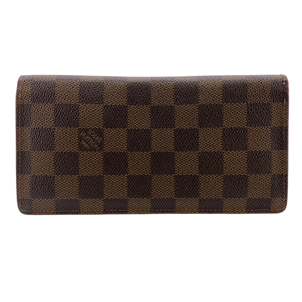 LOUIS VUITTON Long Wallet Purse N60017 leather Brown Damier Ebene Portefeuille Brazza