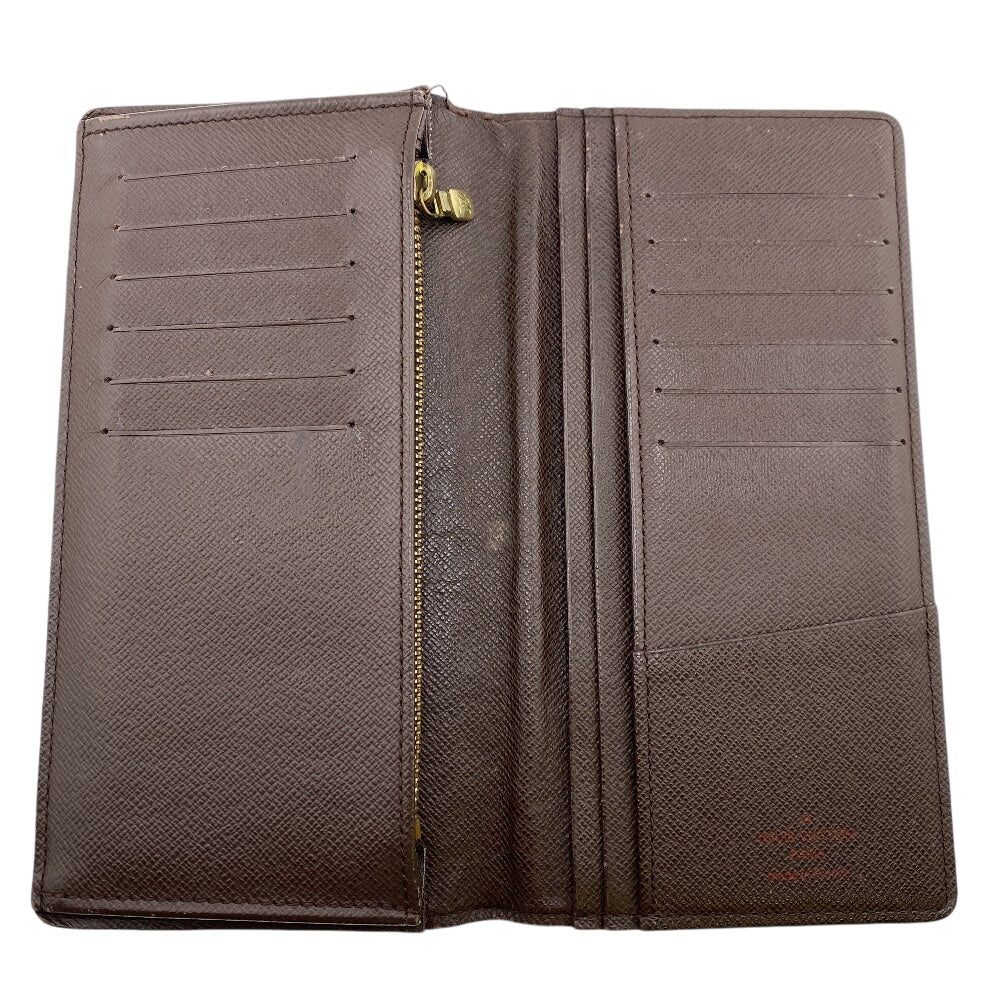 LOUIS VUITTON Long Wallet Purse N60017 leather Brown Damier Ebene Portefeuille Brazza
