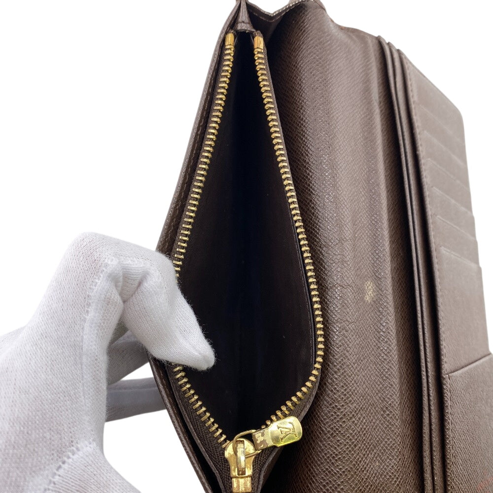 LOUIS VUITTON Long Wallet Purse N60017 leather Brown Damier Ebene Portefeuille Brazza