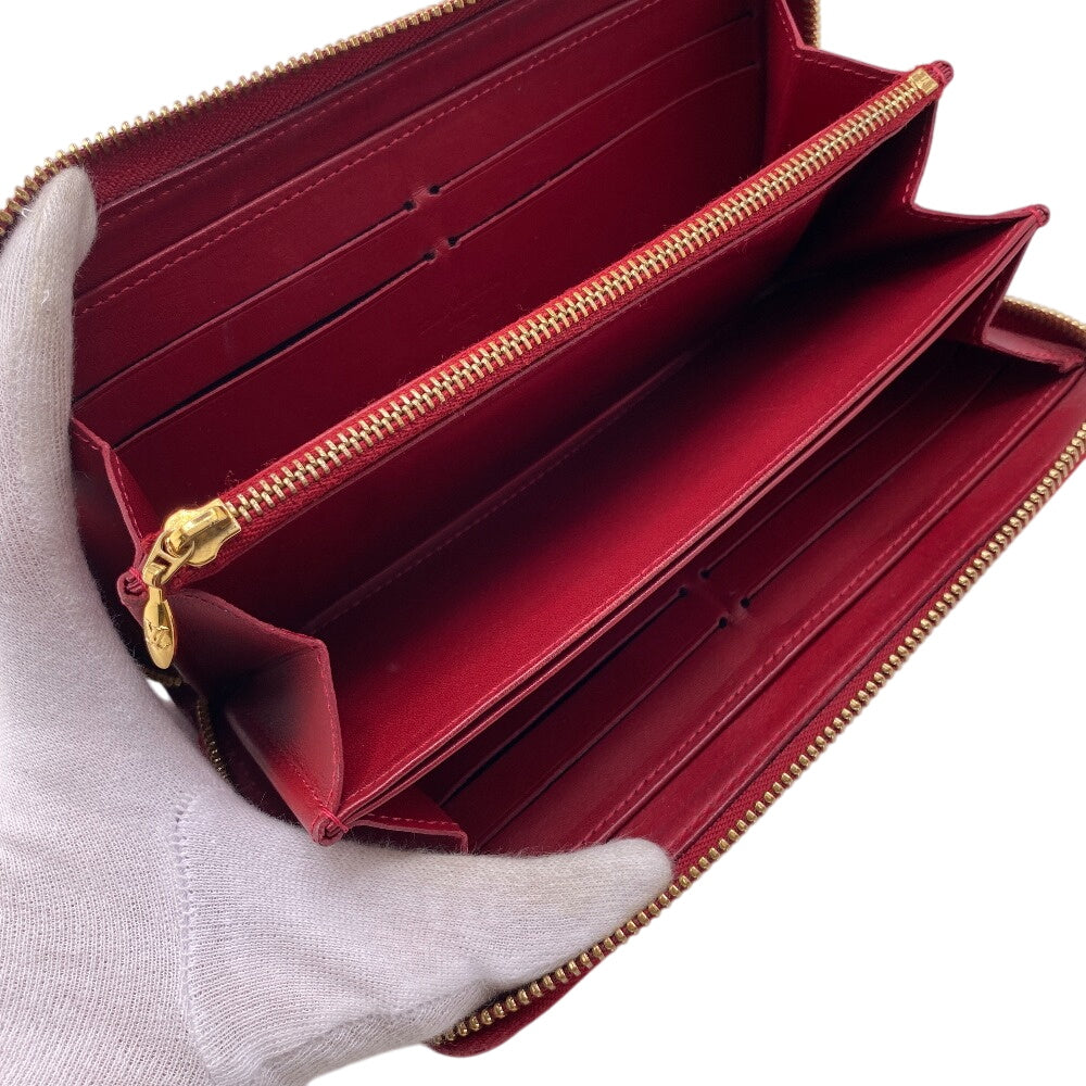 LOUIS VUITTON Long Wallet Purse M91718 PVC coated canvas Red Monogram Vernis Leyure