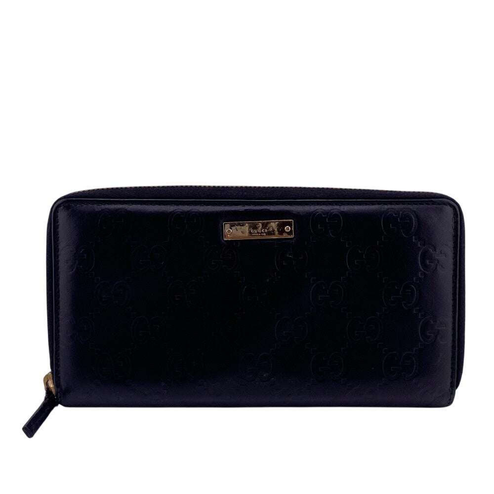 GUCCI Long Wallet Purse 112724・496334 leather black Guccisima