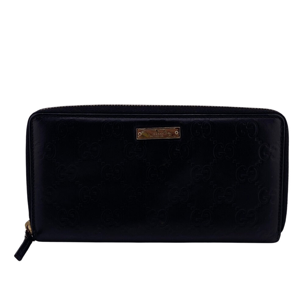 GUCCI Long Wallet Purse 112724・496334 leather black Guccisima