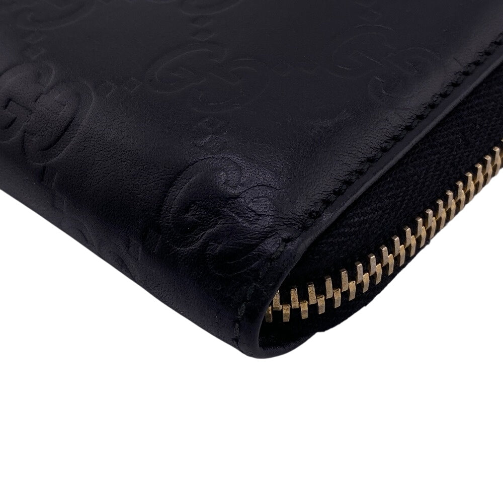 GUCCI Long Wallet Purse 112724・496334 leather black Guccisima
