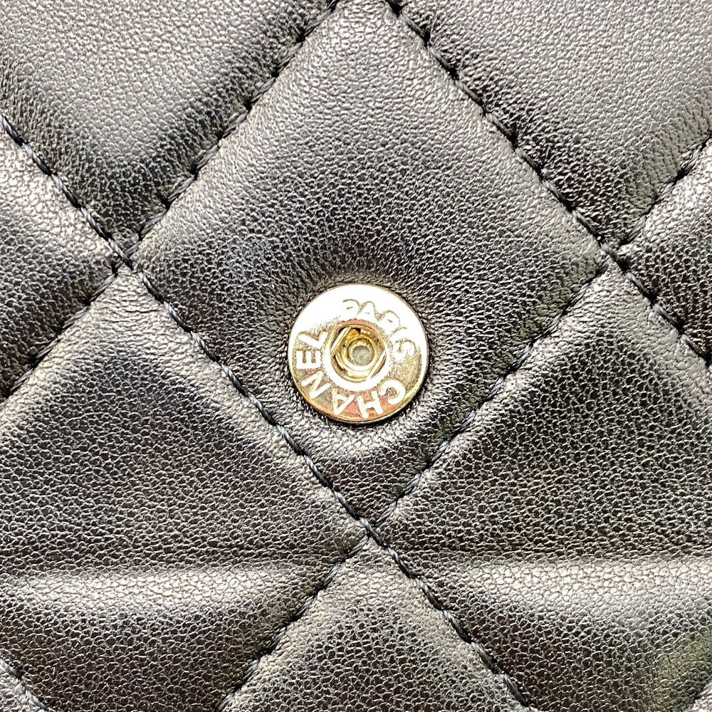 CHANEL Long Wallet Purse leather black COCO Mark Matrasse