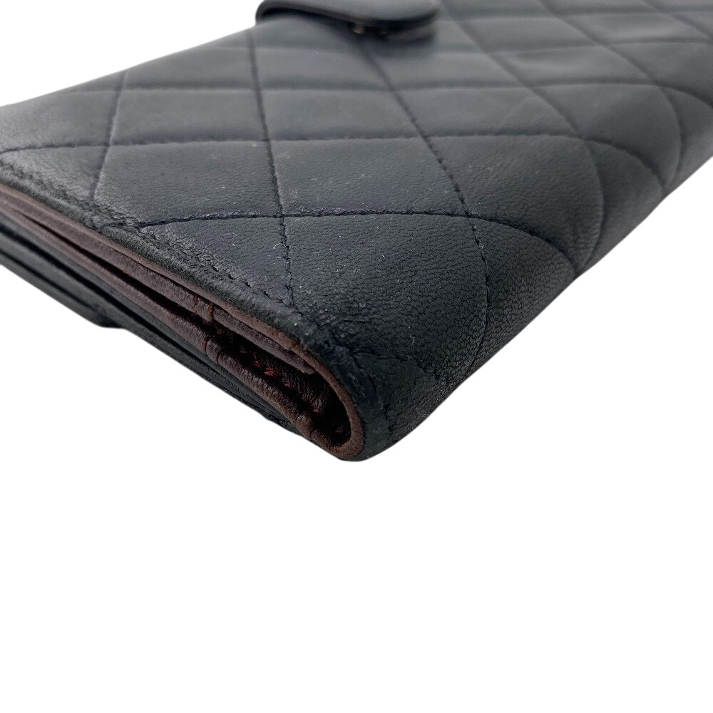 CHANEL Long Wallet Purse leather black COCO Mark Matrasse