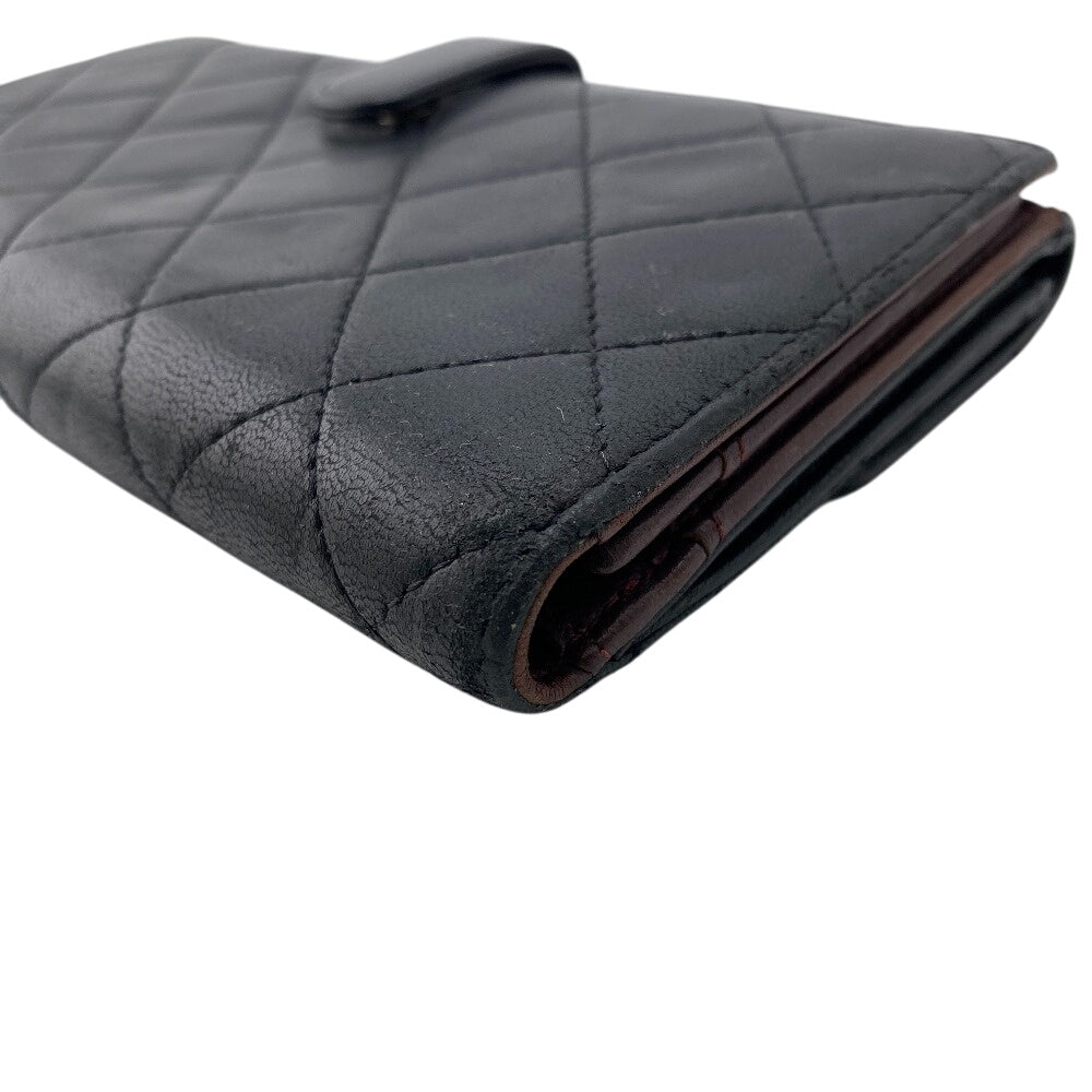 CHANEL Long Wallet Purse leather black COCO Mark Matrasse