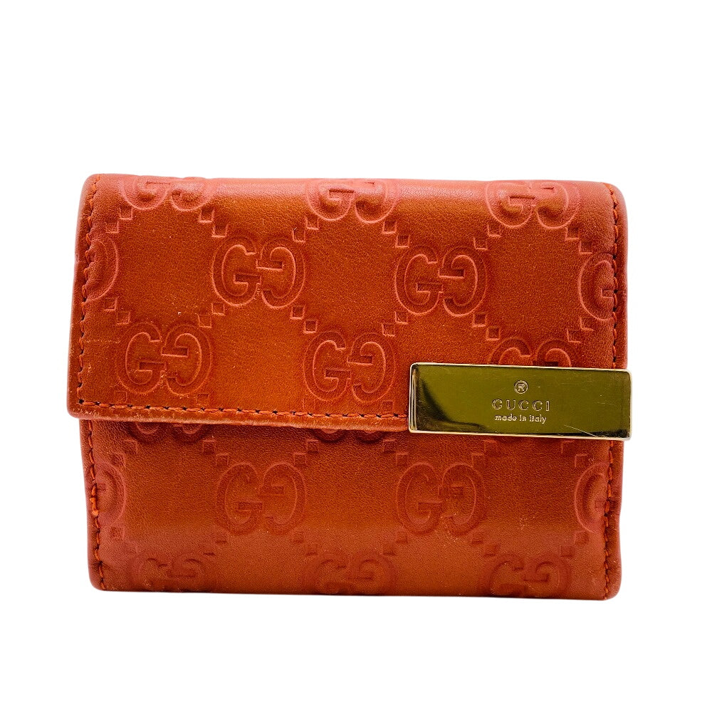 GUCCI Tri-fold wallet 261502 leather Orange Guccisima