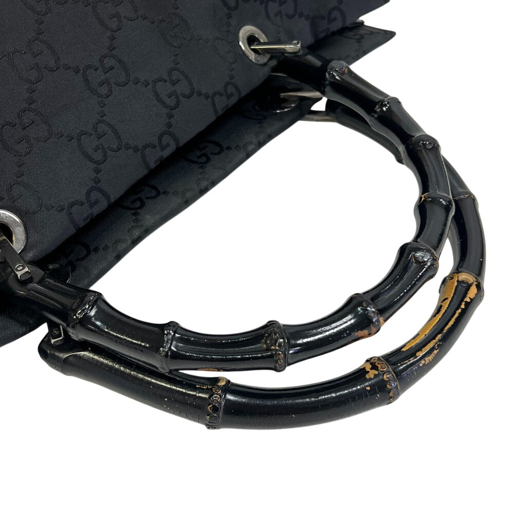 GUCCI Tote Bag 002 1010 Nylon black Bamboo GG pattern
