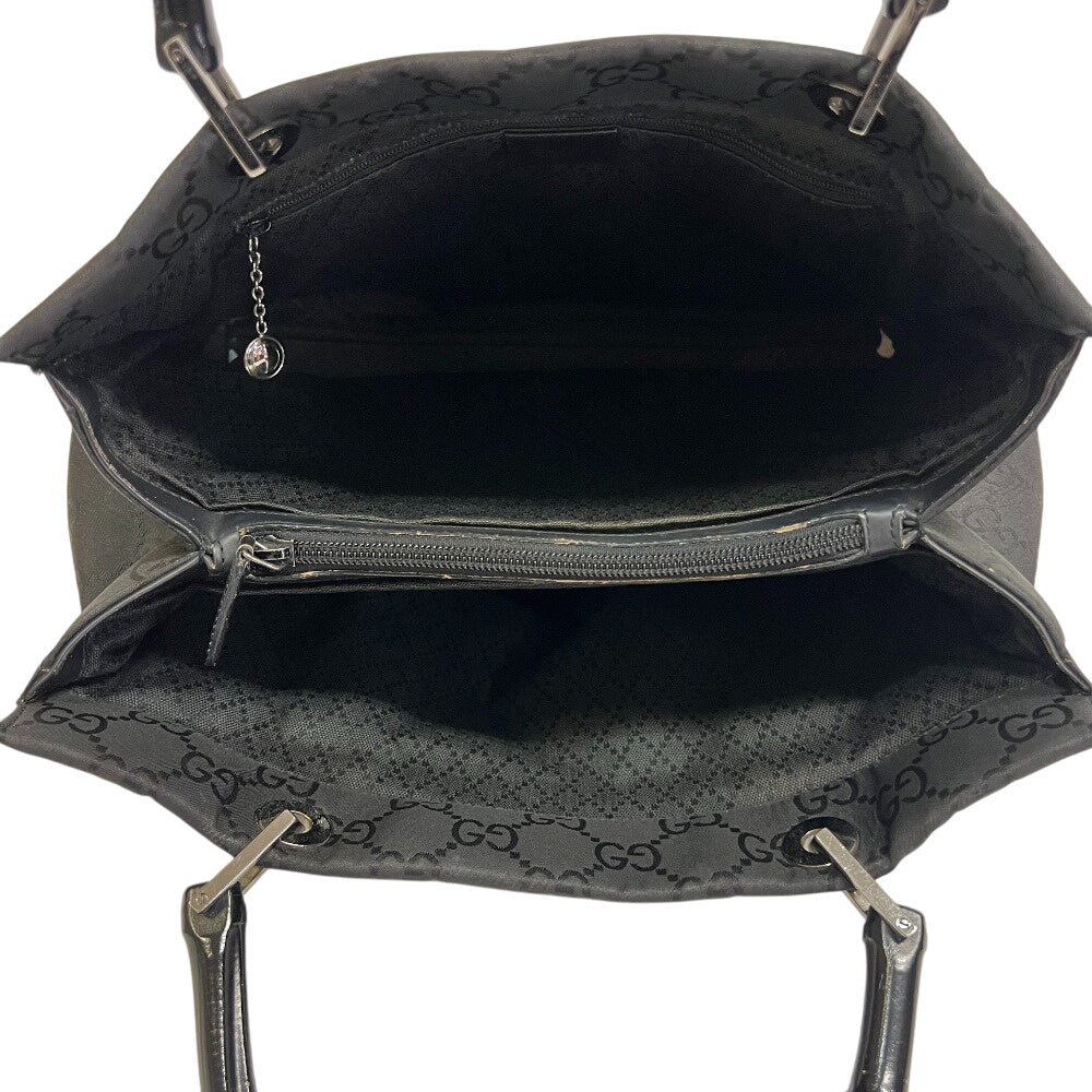 GUCCI Tote Bag 002 1010 Nylon black Bamboo GG pattern