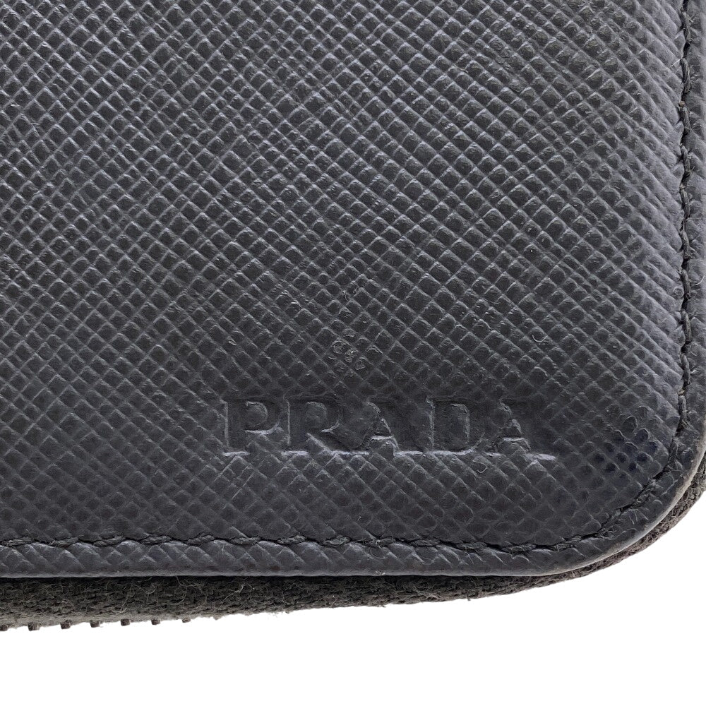 PRADA Long Wallet Purse Leather, Saffiano gray