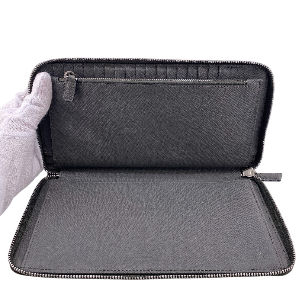 PRADA Long Wallet Purse Leather, Saffiano gray