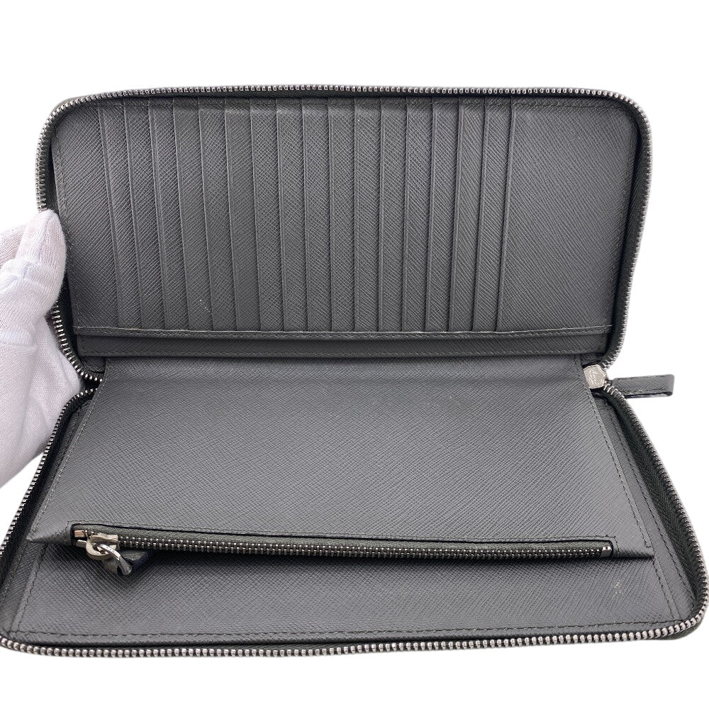 PRADA Long Wallet Purse Leather, Saffiano gray